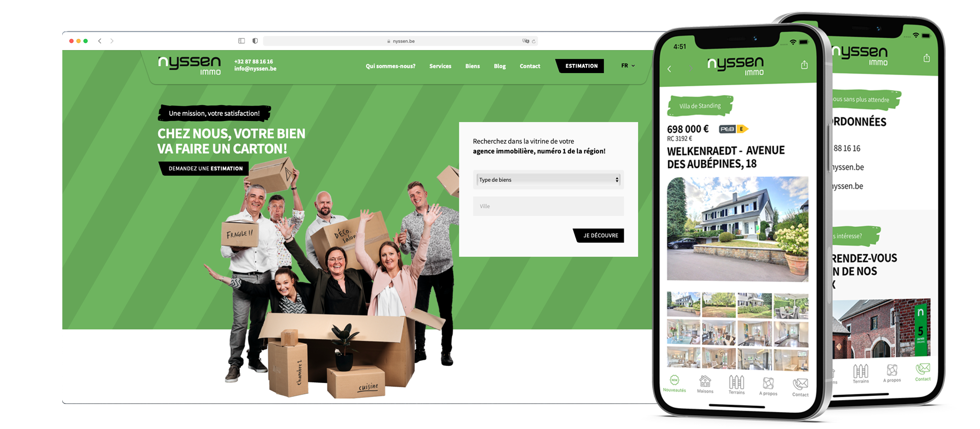 Cr�ation site internet et applis pour l'immobili�re Nyssen (Province de Li�ge)